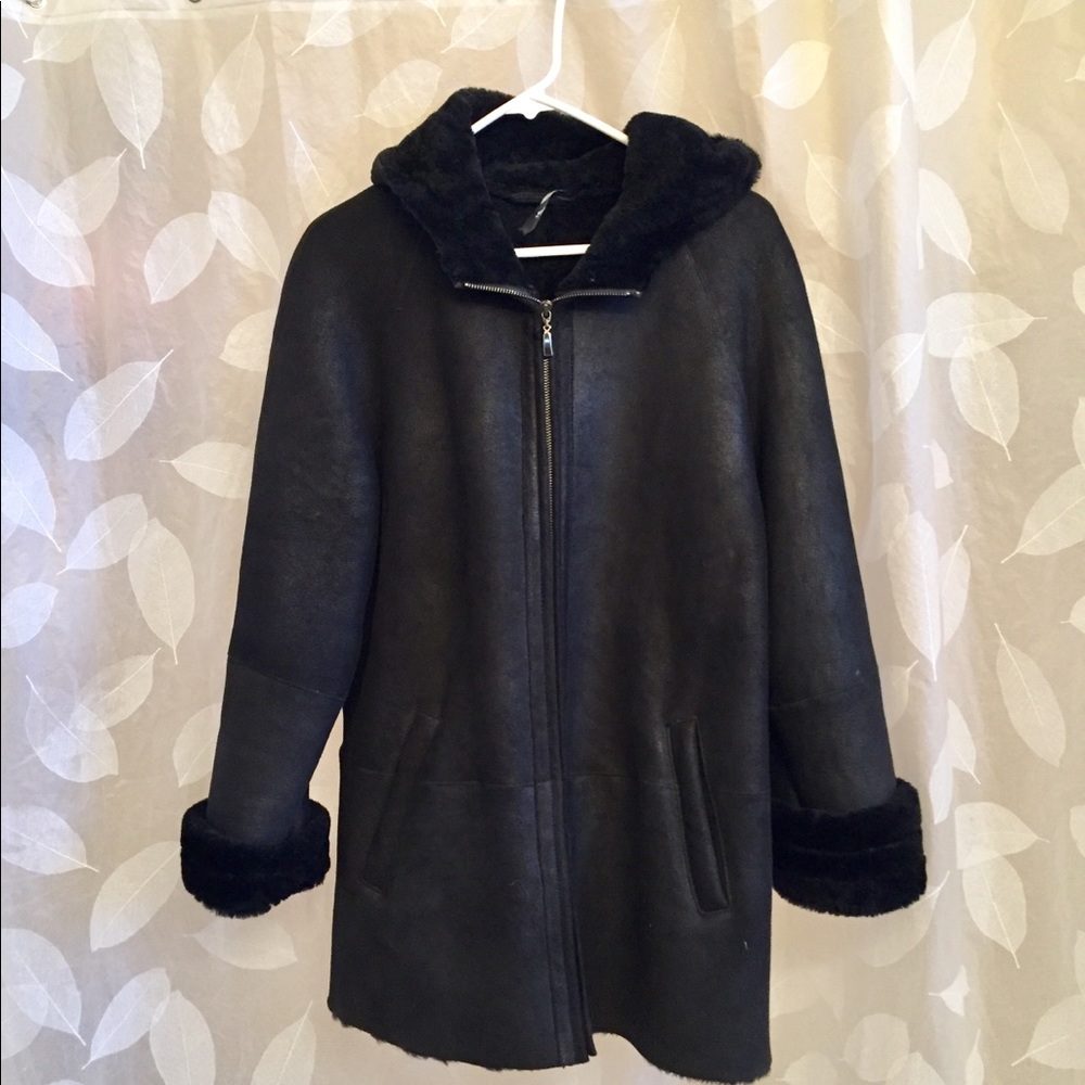 Black Overland shearling coat